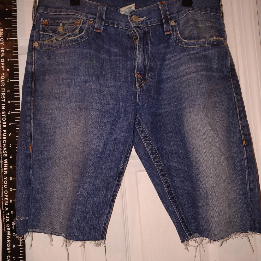 True Religion Distressed Blue Jean Shorts Vintage